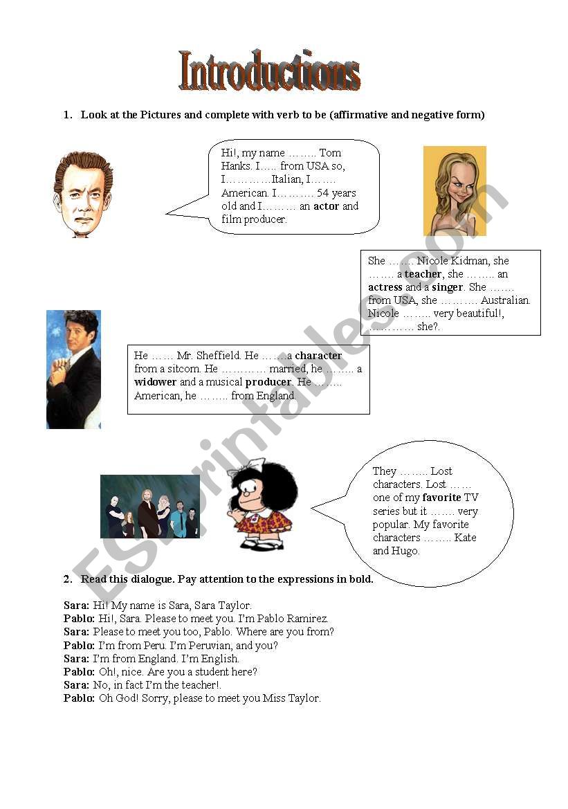 Introductions worksheet