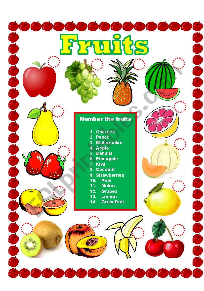 Fruits worksheet