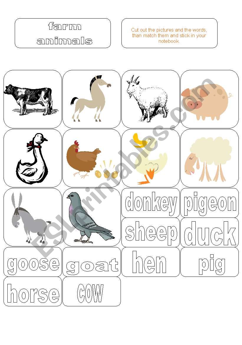 Farm animals and pets worksheet