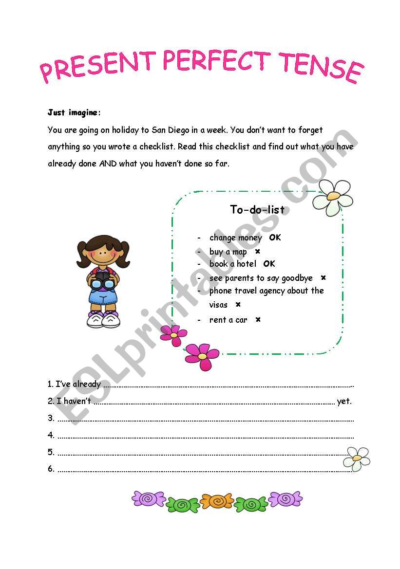 PRESENT PERFECT TENSE worksheet