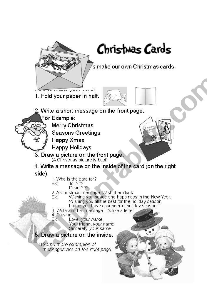 How to make Christmas cards worksheet
