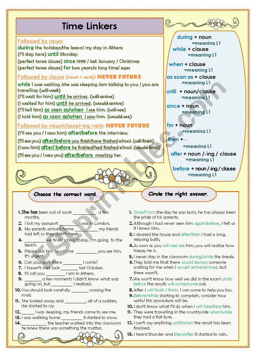 Time Words worksheet