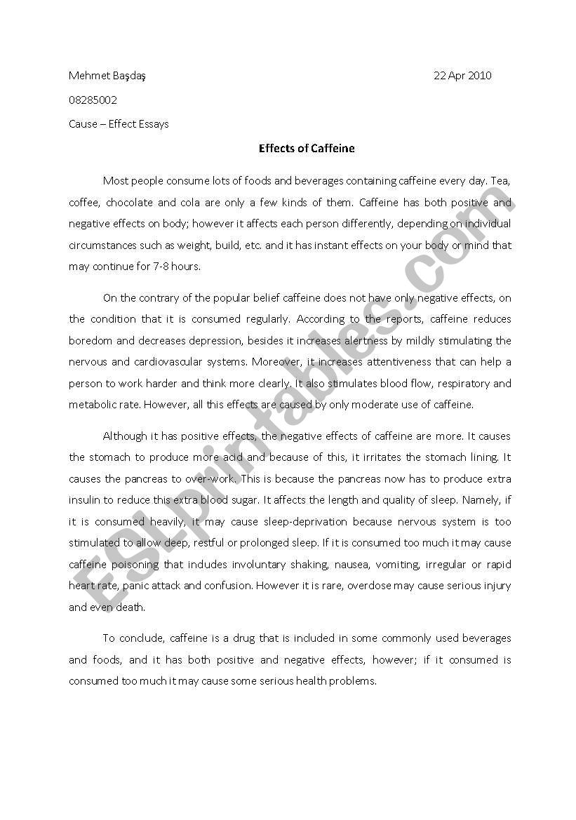 cause effect essay worksheet