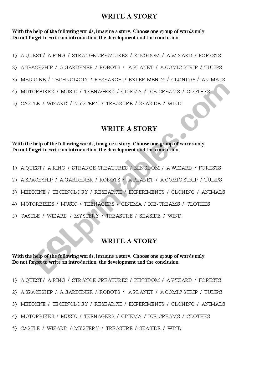 WRITE A STORY worksheet