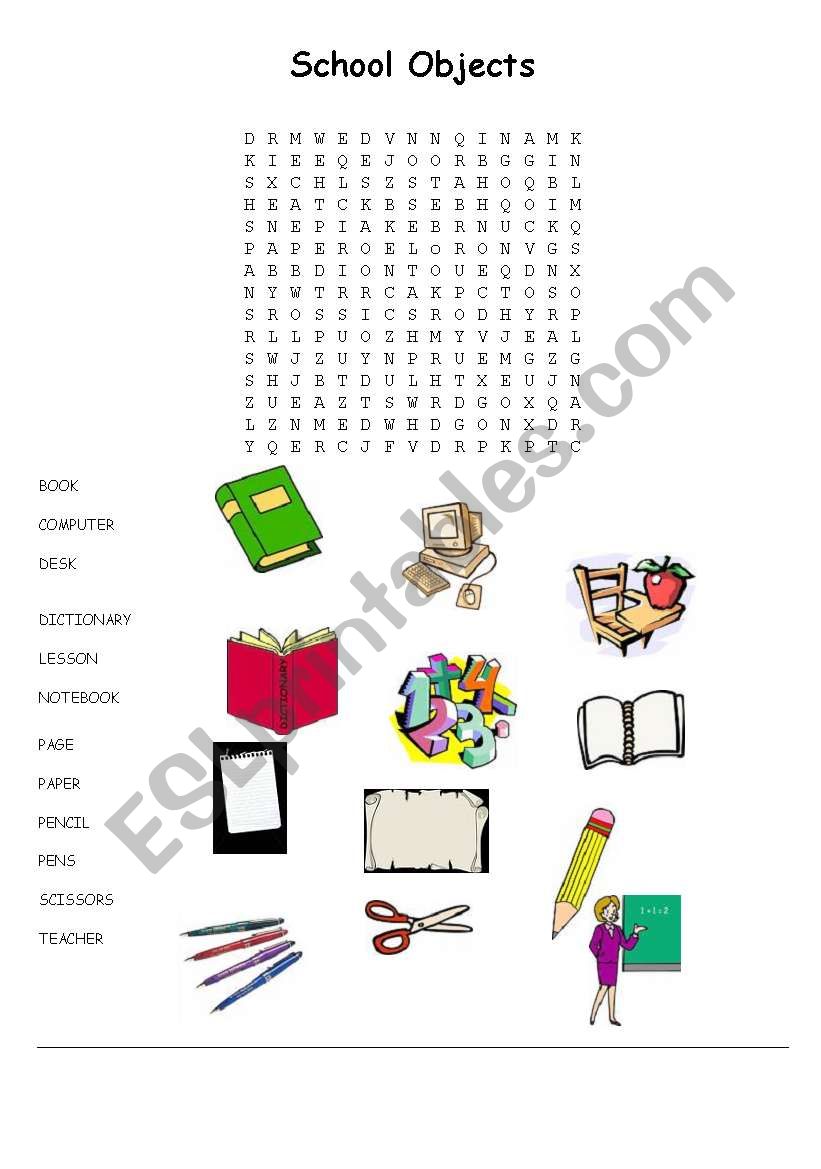 Word Search for kids worksheet