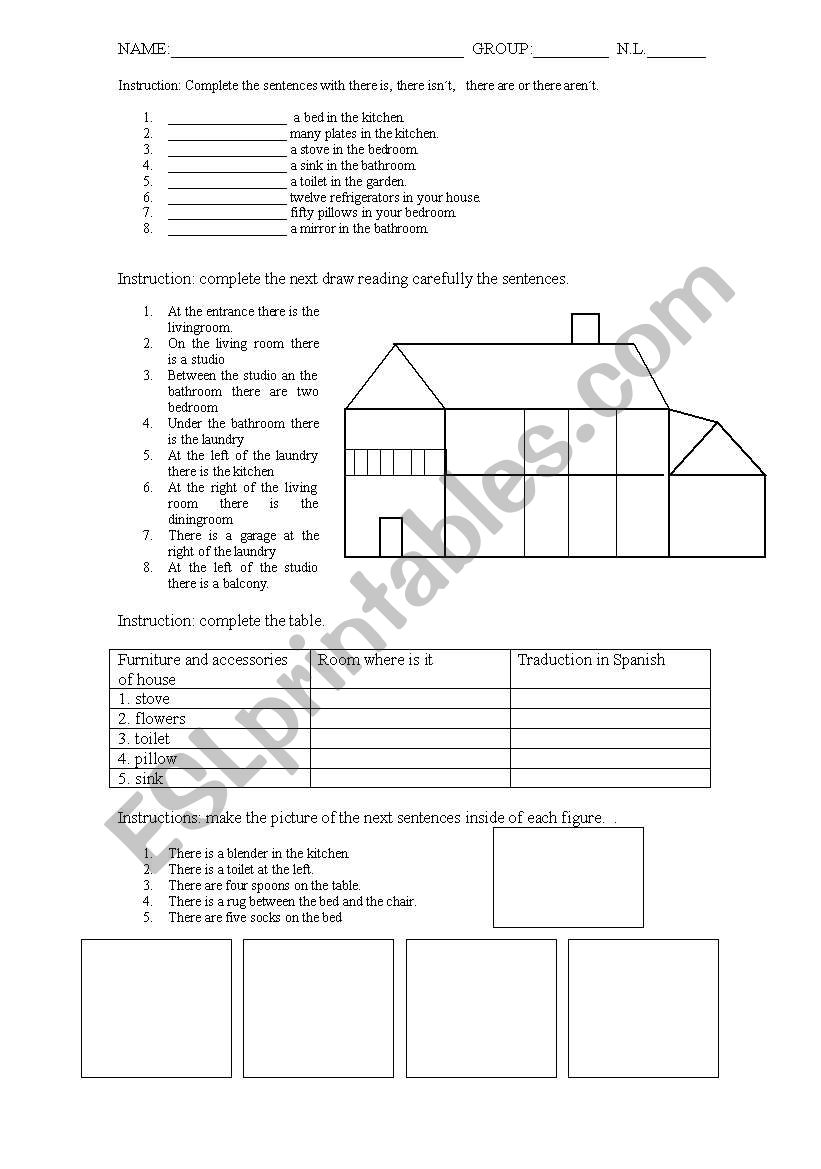 house home  worksheet