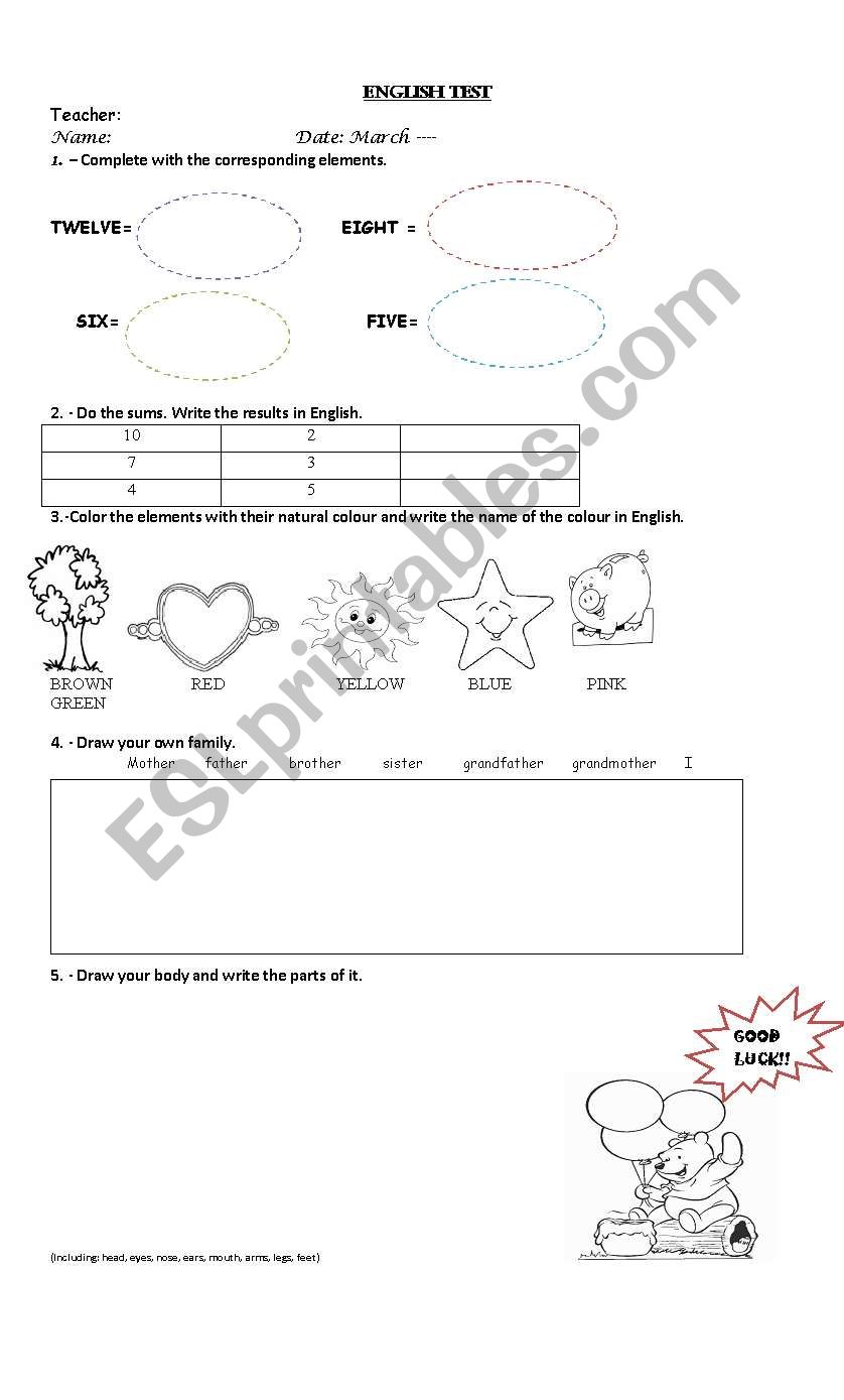 diagnostic test worksheet