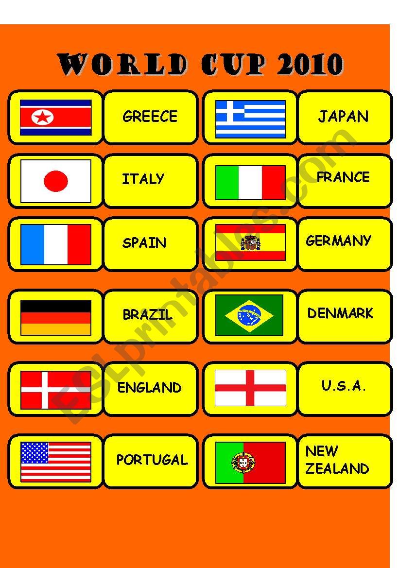 World Cup 2010 domino worksheet