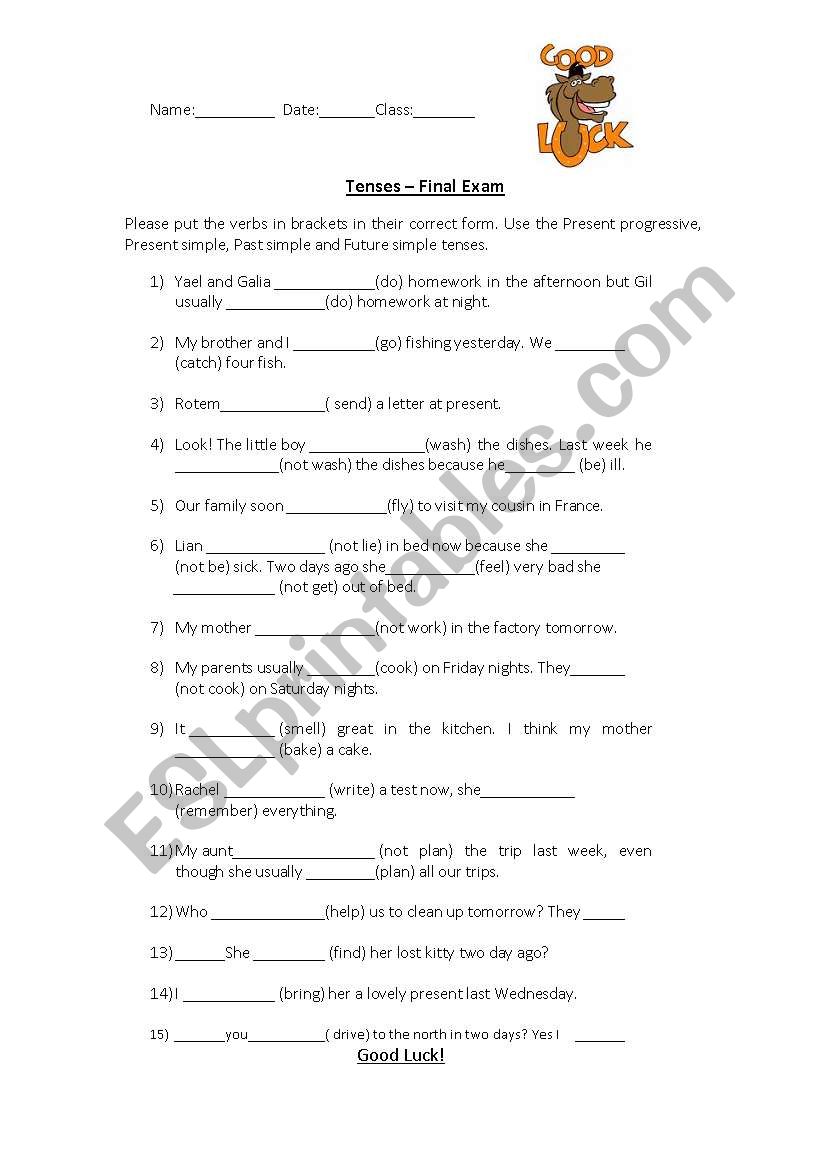 review tenses worksheet