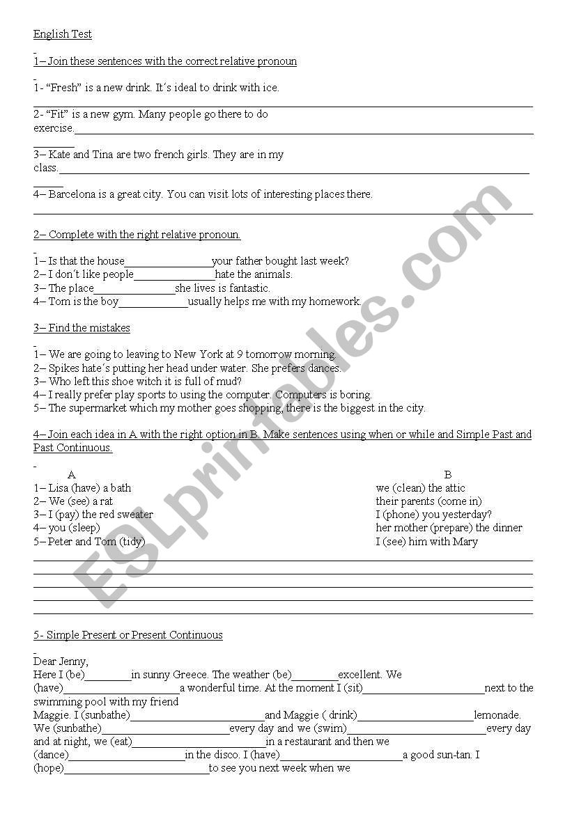 Test worksheet