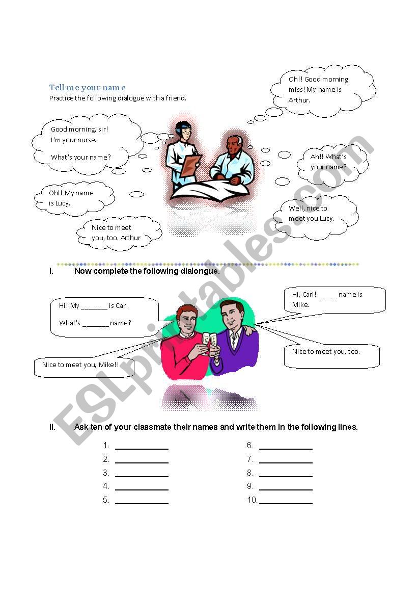 say hello worksheet