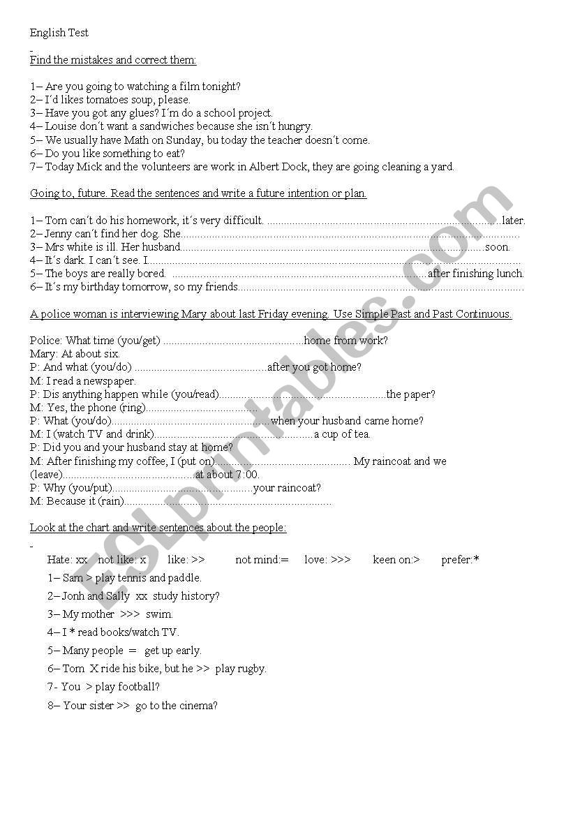 Test worksheet