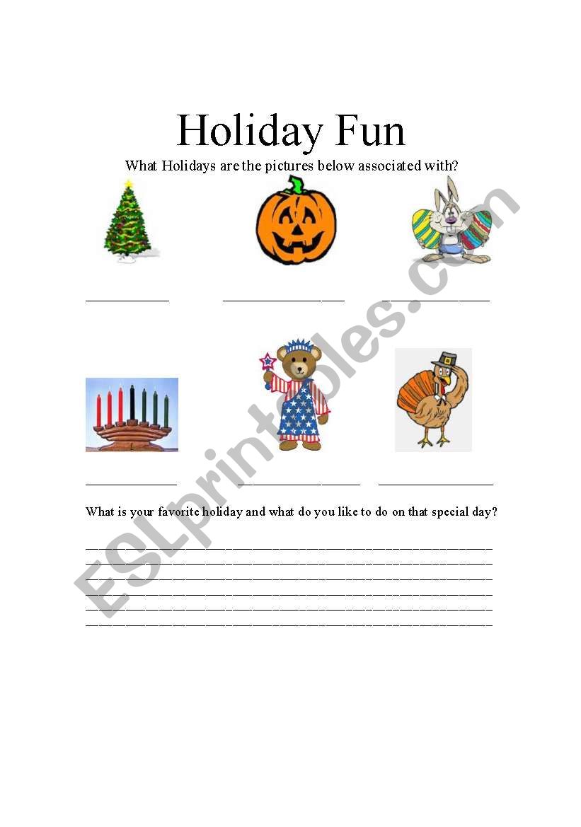 Holiday Fun worksheet