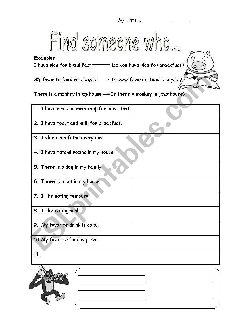 Find someone who... worksheet