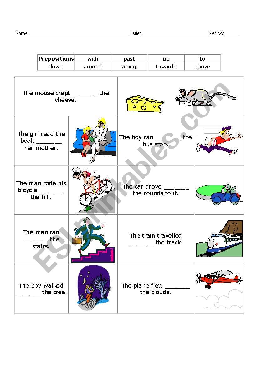 Prepositions worksheet