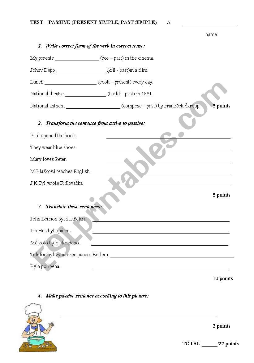 passive worksheet