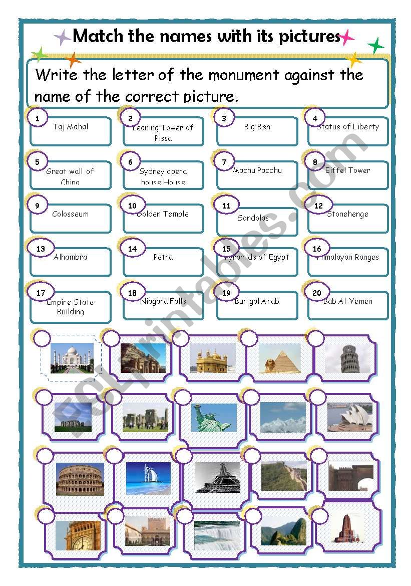 wonders of the world worksheet