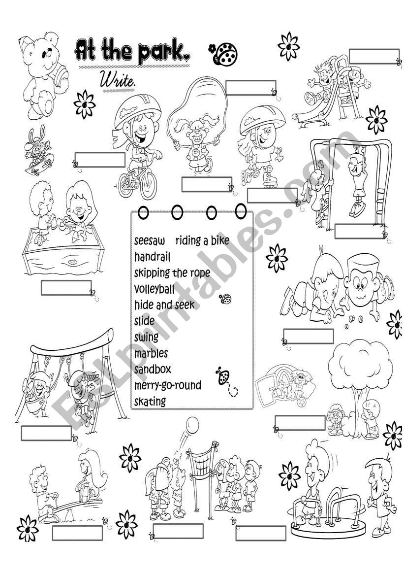 at the park worksheet