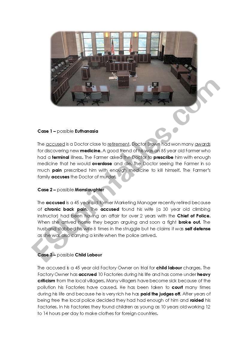 Court Case worksheet