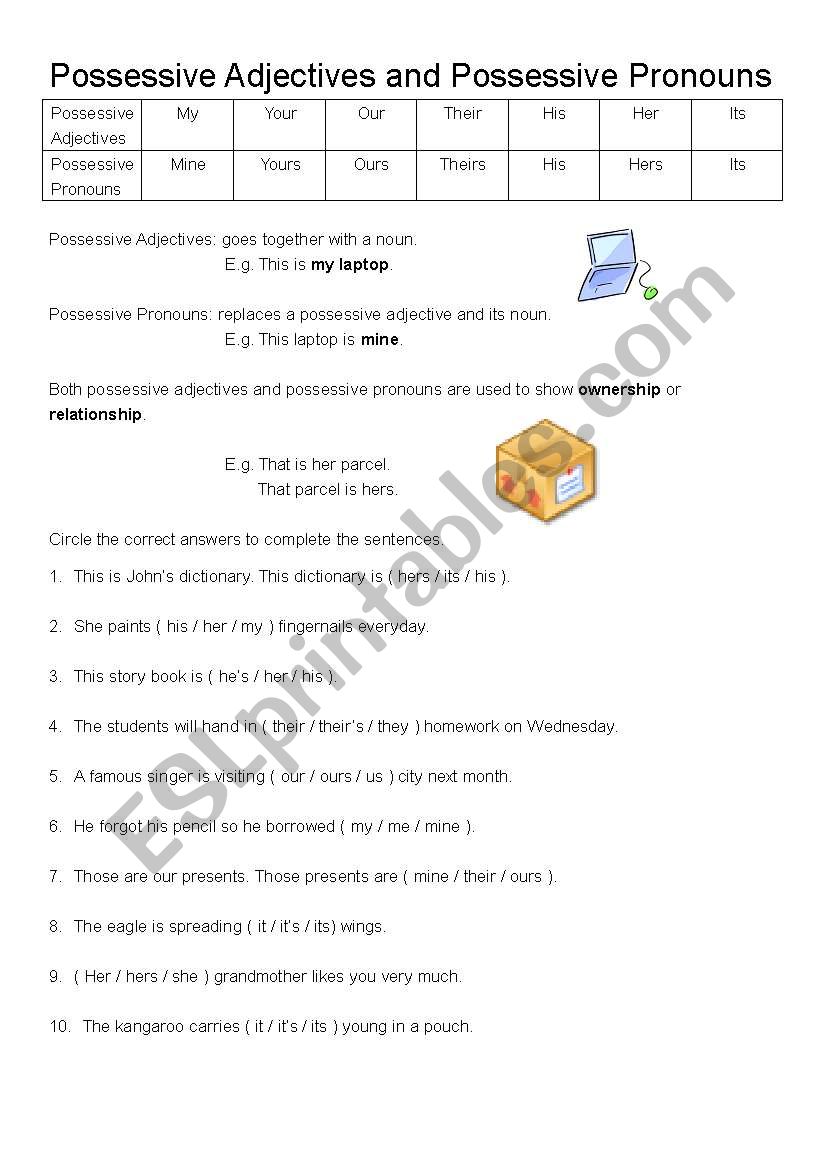 possessives worksheet