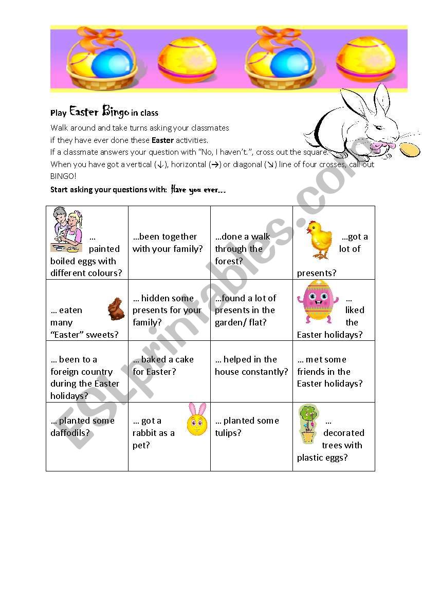 Play EASTER bingo worksheet