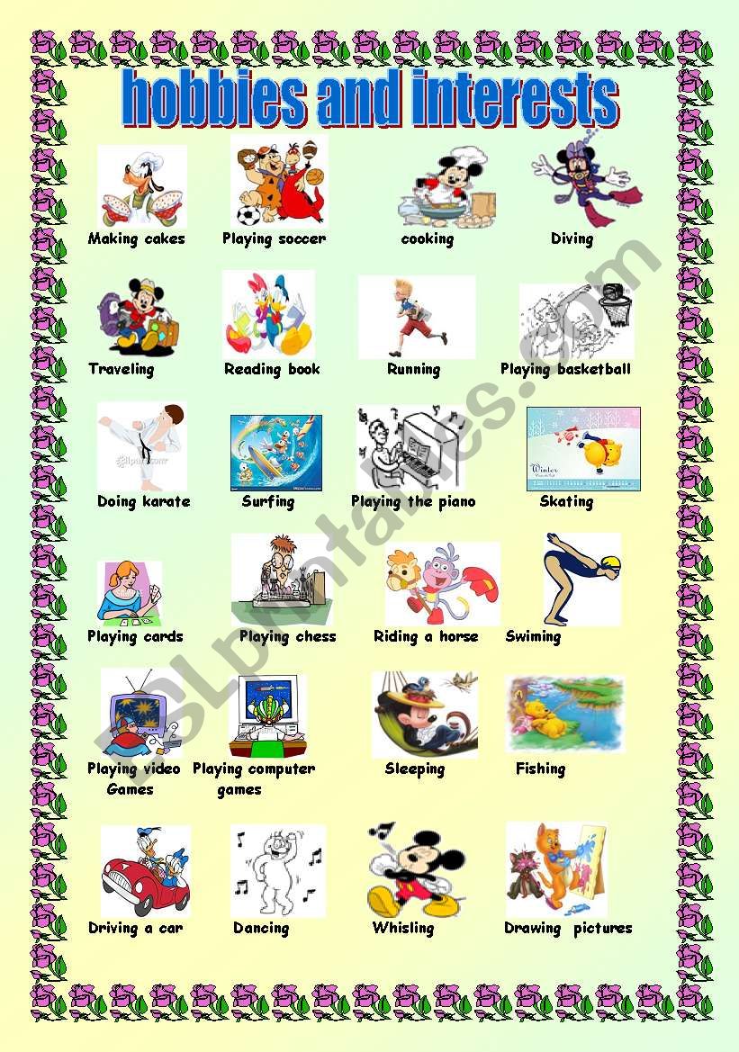 hobbies and interests worksheet