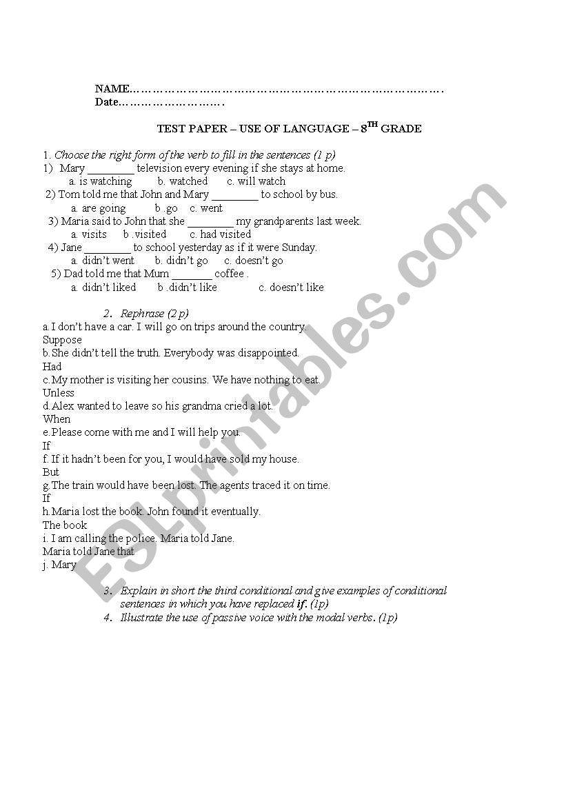 USE OF ENGLISH  worksheet