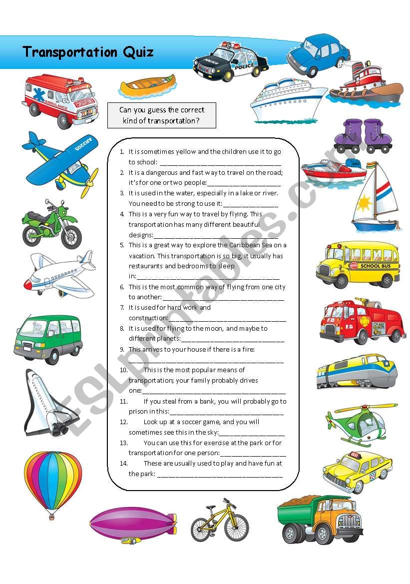 Transportation Quiz worksheet