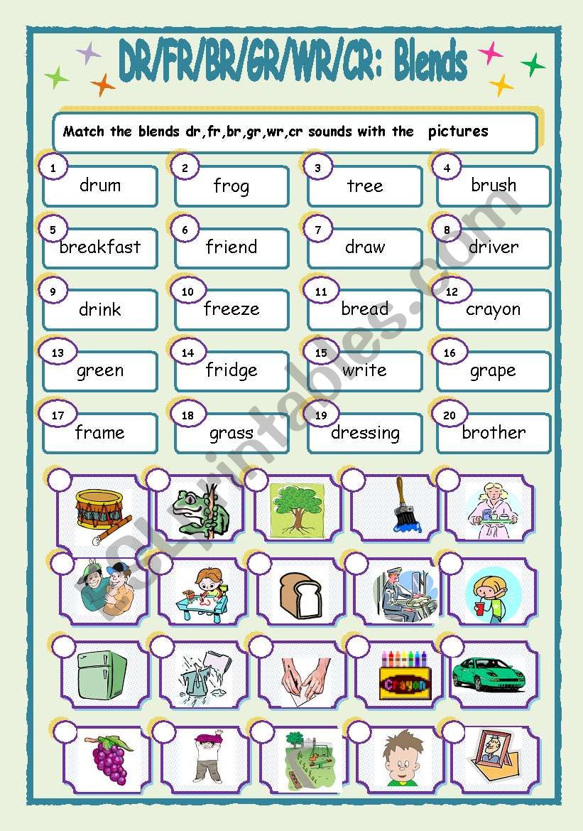 Blends worksheet