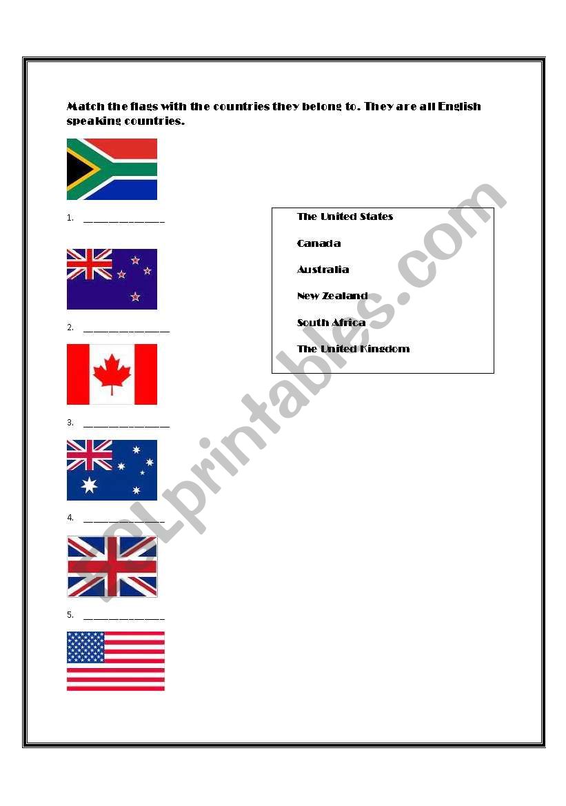 Countries and nationalities worksheet