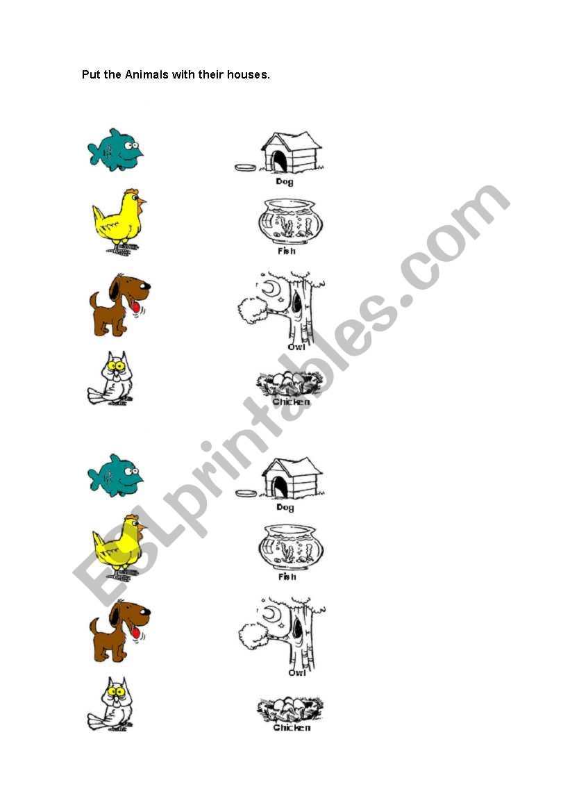 Animals Houses worksheet