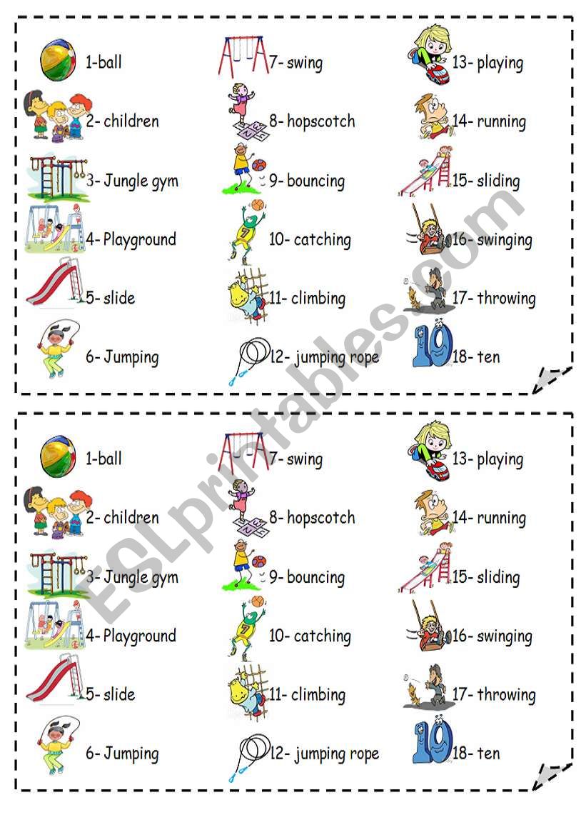 playground word list worksheet