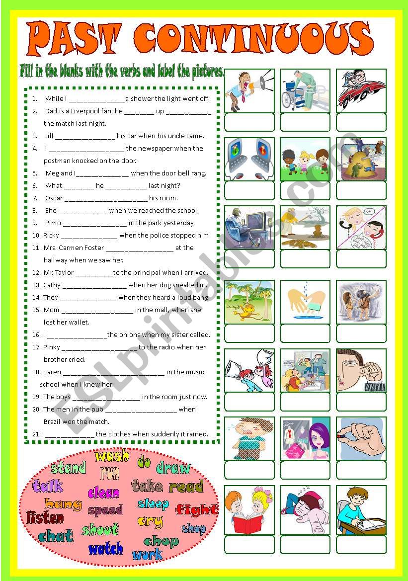 Past Continuous Tense (B/W & Keys)