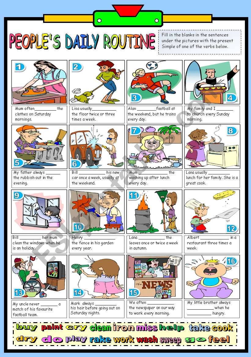 PEOPLEÂ´S DAILY ROUTINE (B&W VERSION+KEY INCLUDED)