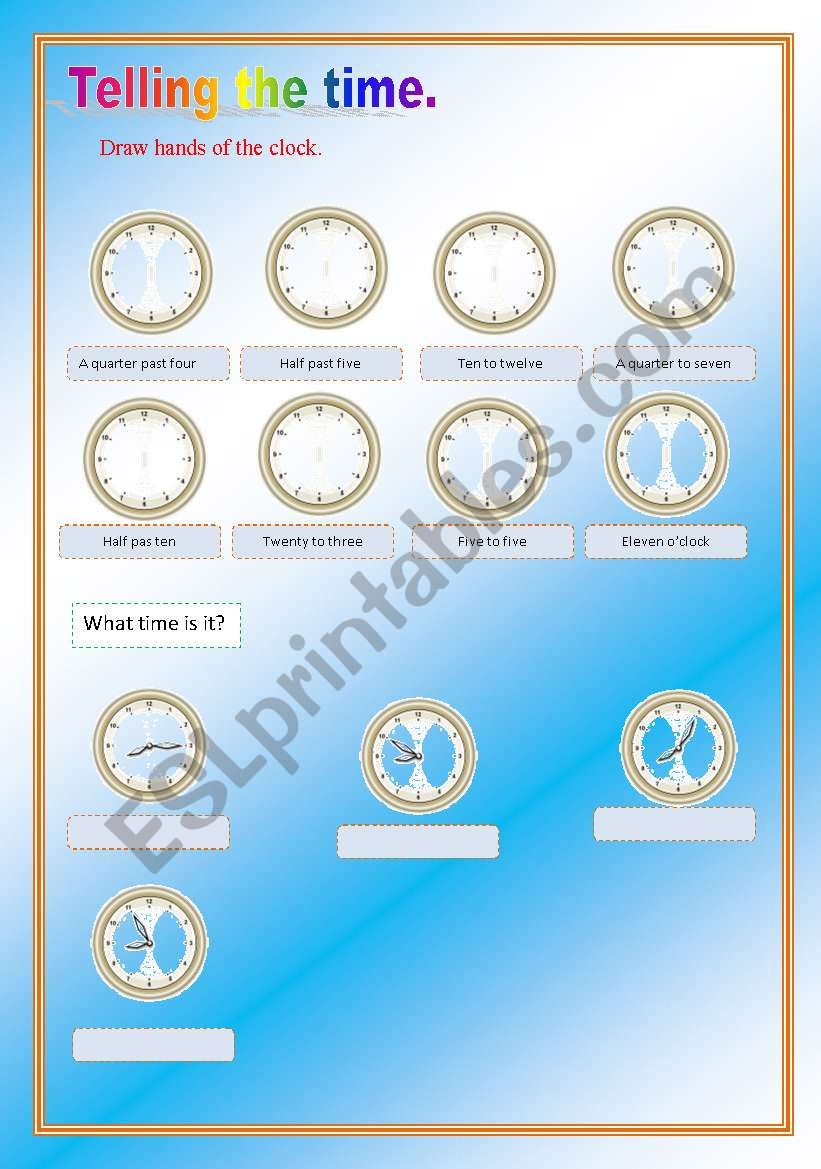 Telling the time worksheet