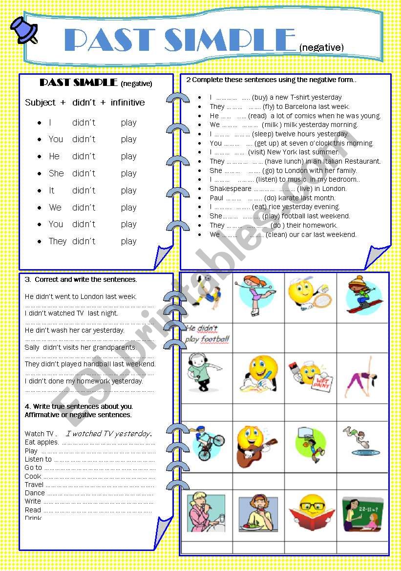 past simple negative 2/4 worksheet