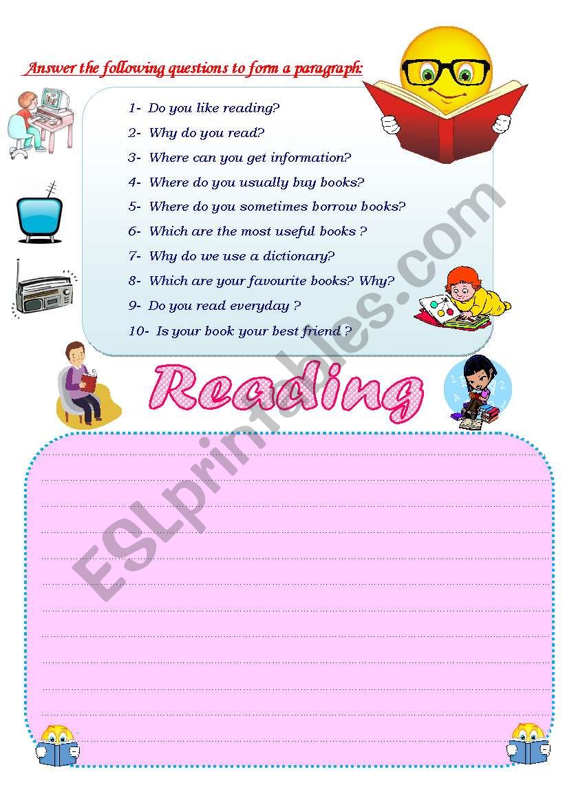 Write a paragraph about-Reading..key included