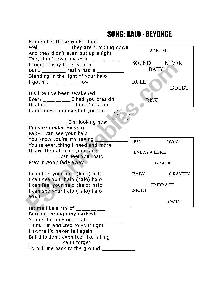 SONG - HALO worksheet