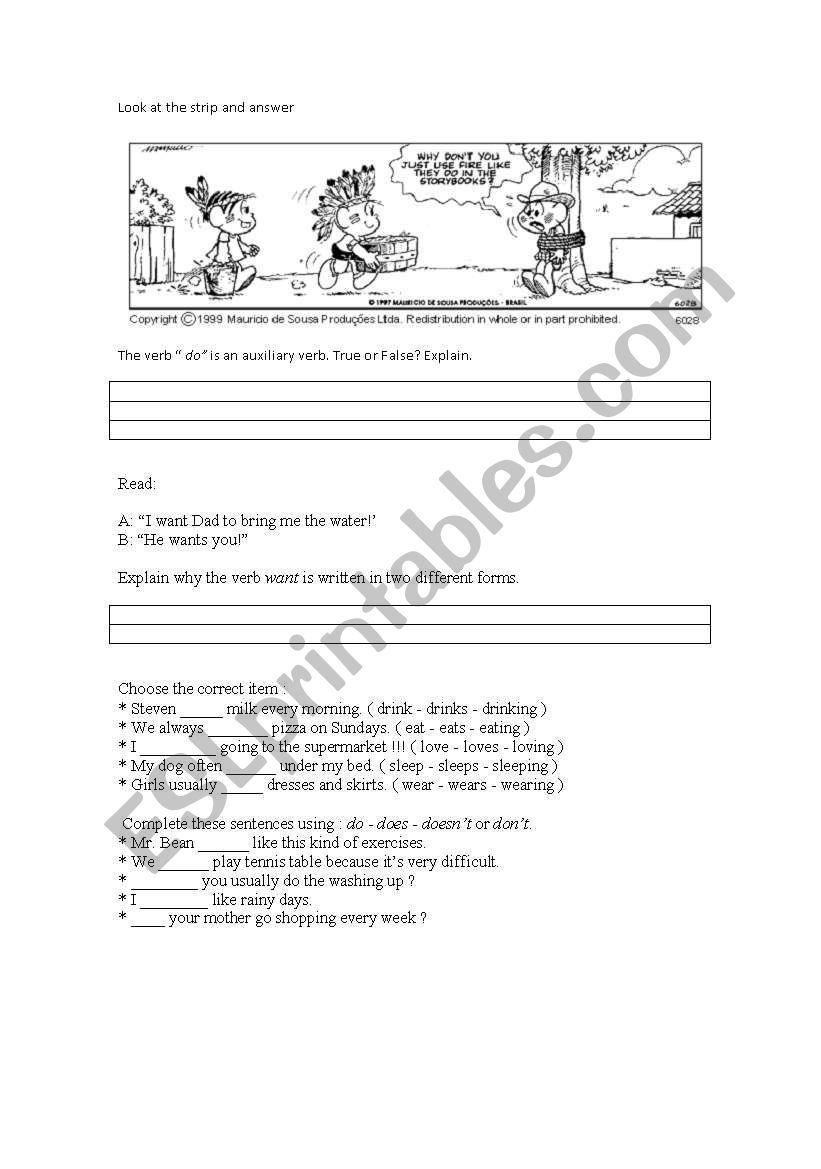 Do or Does worksheet