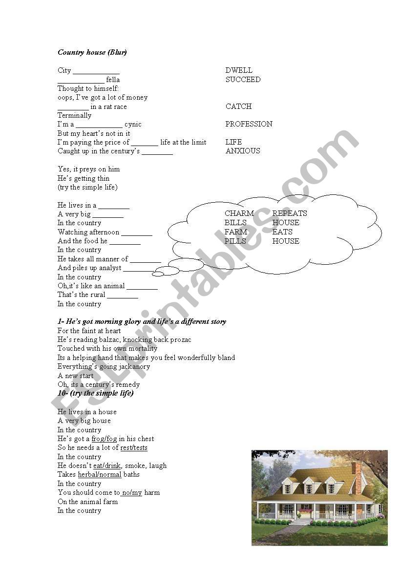 Country house worksheet