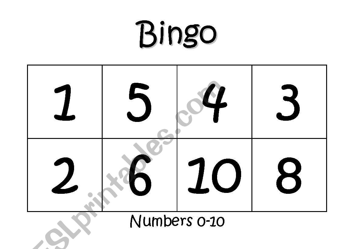 Number Bingo worksheet