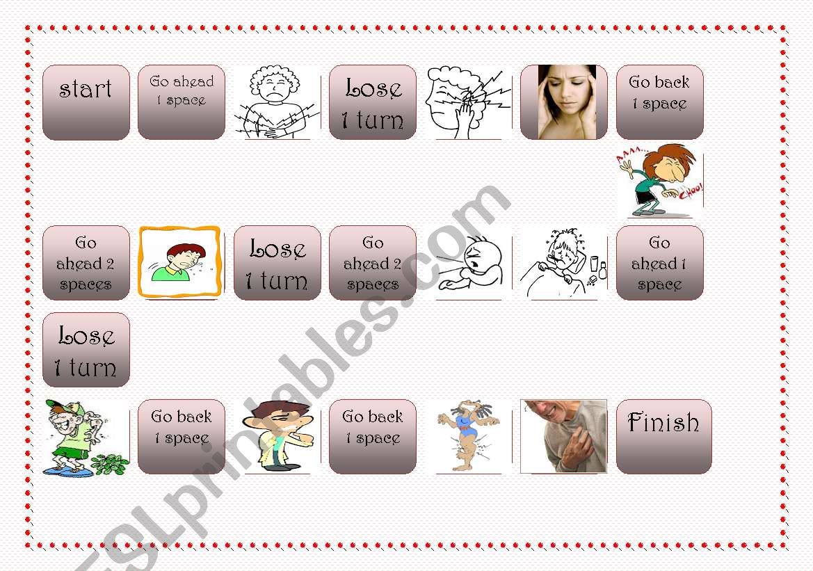 Symptoms (Health) Board Game worksheet
