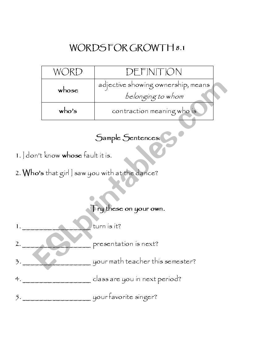 Commonly Confused Words worksheet