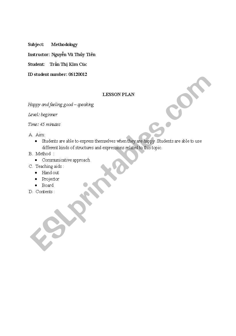 SPEAKING TASK worksheet