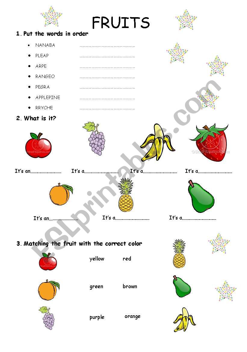 FRUITS worksheet