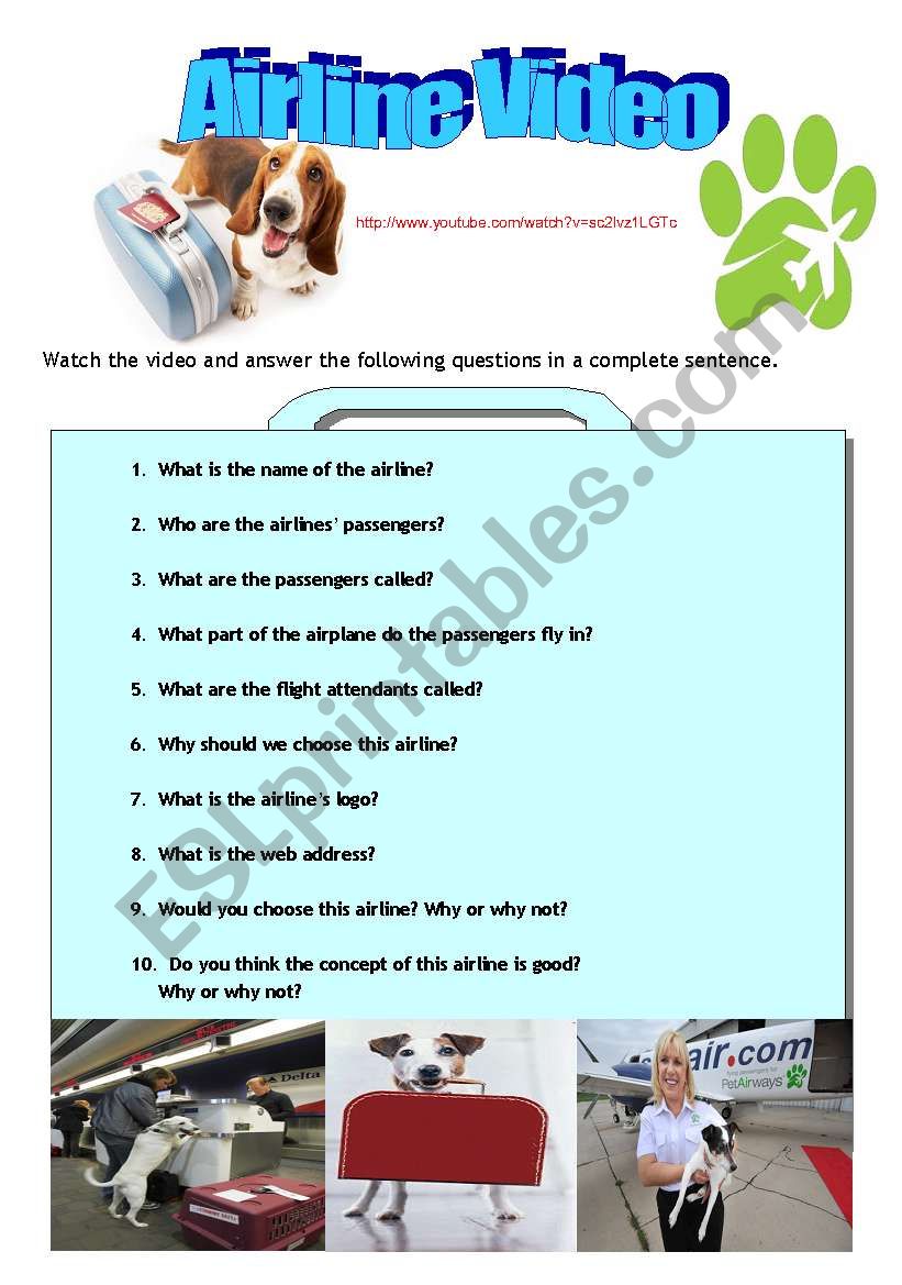 Pet Airways- A listening and speaking activity. ( answers included)