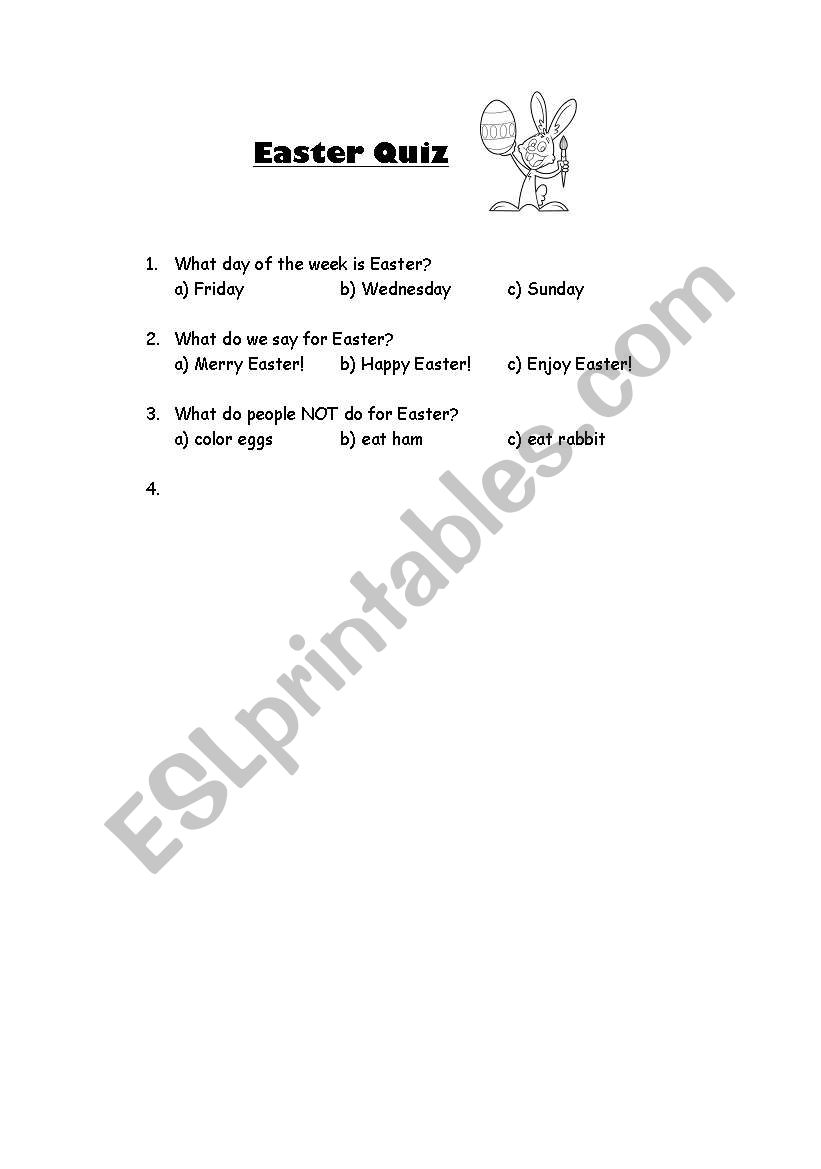 Easter Quiz worksheet