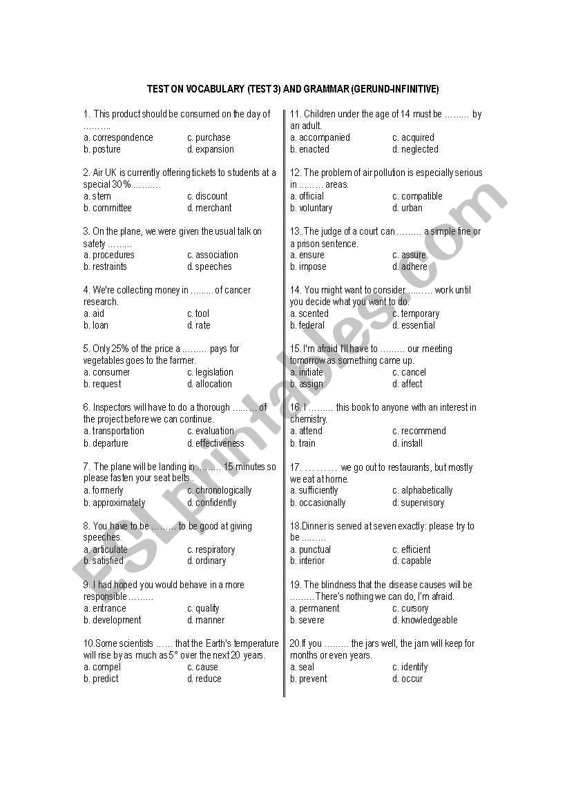 PRACTICE ON TOEIC  worksheet