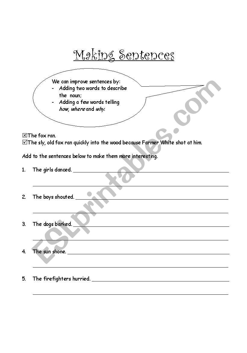 Making Sentences worksheet