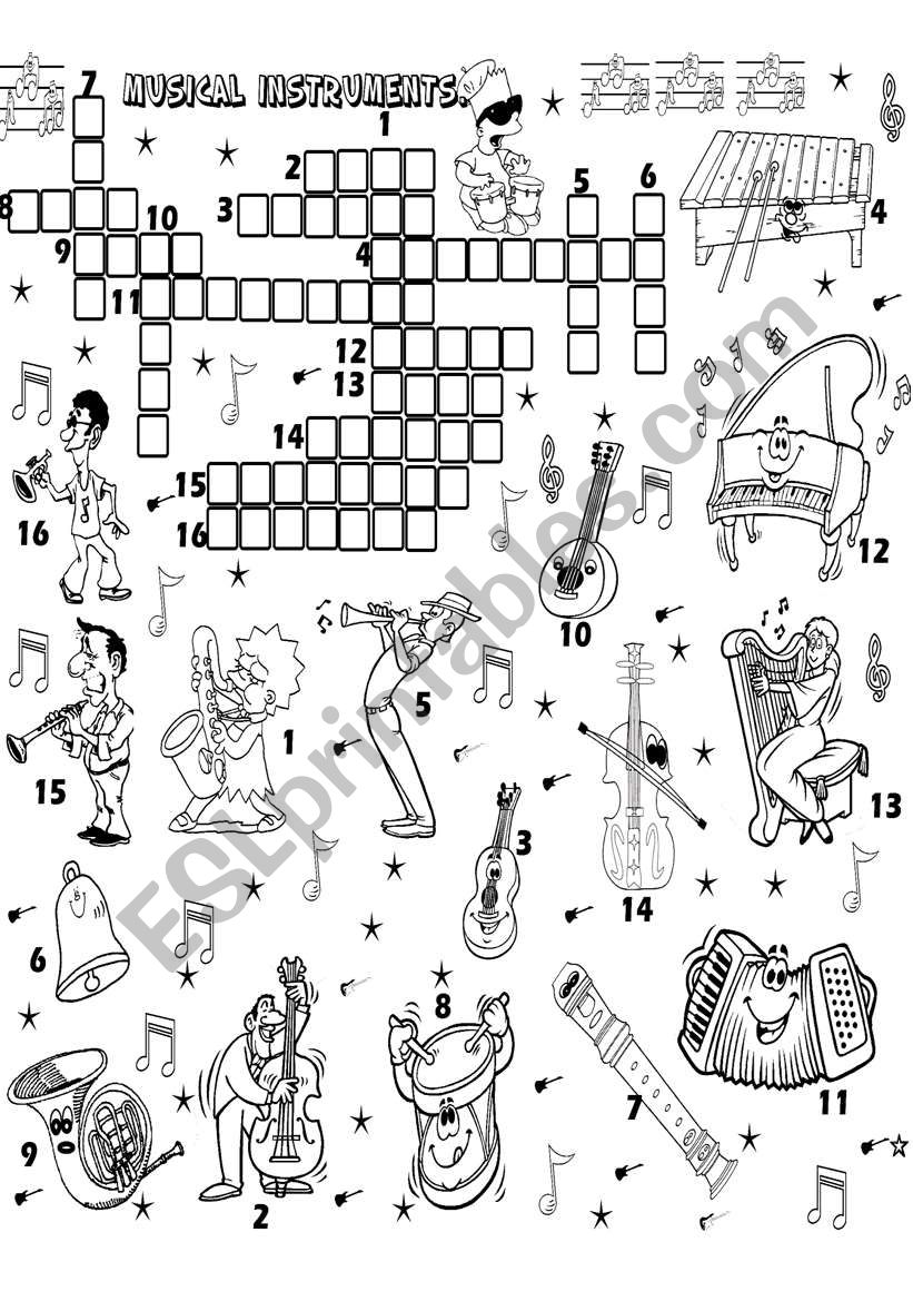 MUSIC CROSSWORD worksheet